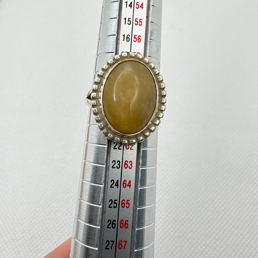 Vintage Shube Dakota West Silver Yellow Jade Ring Size 9